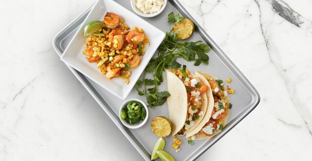 Sheet Pan Shrimp and Corn Tacos