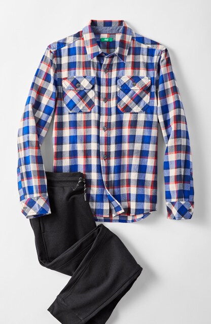 flannel shirt and knit joggers flannel shirt and knit joggers