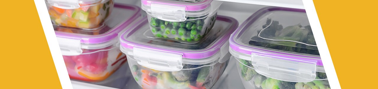 Frozen food in containers