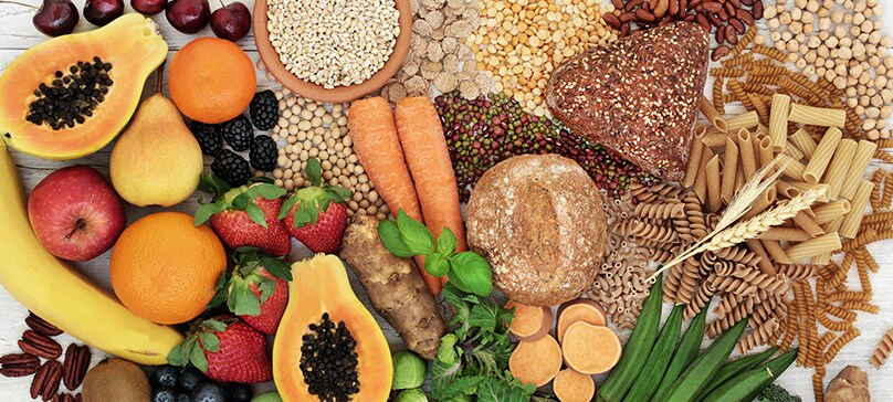 Breads, fruits, veggies