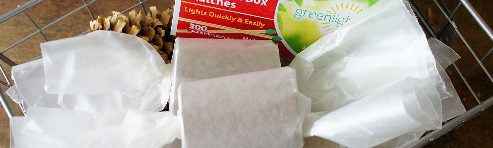 Toilet paper rolls wrapped in wax paper