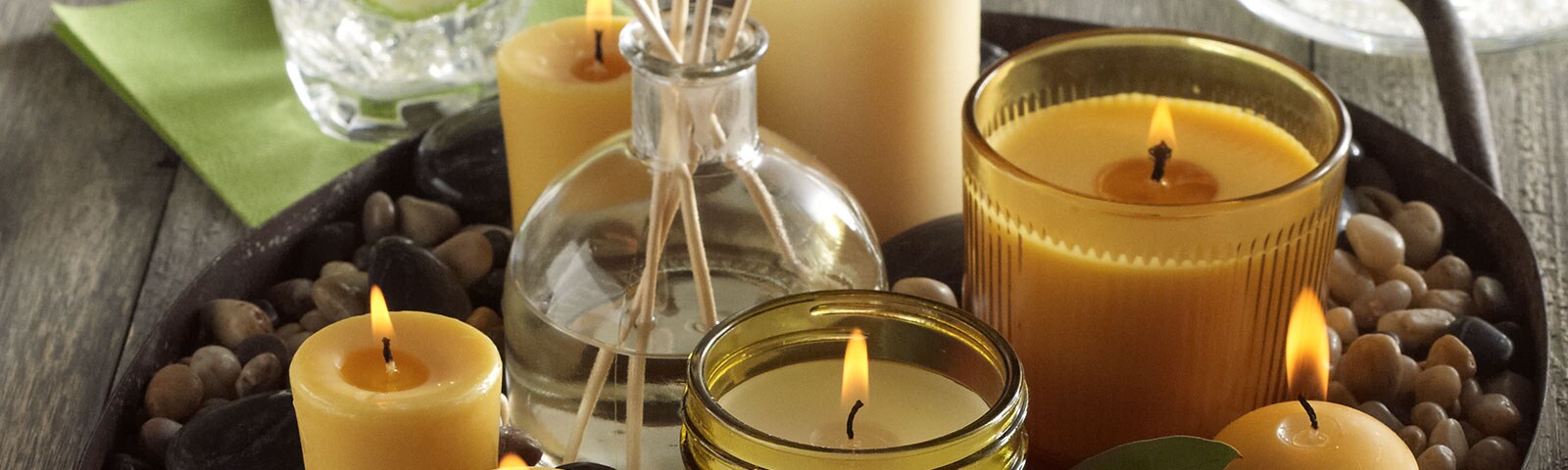 Candles lit for outside bbq