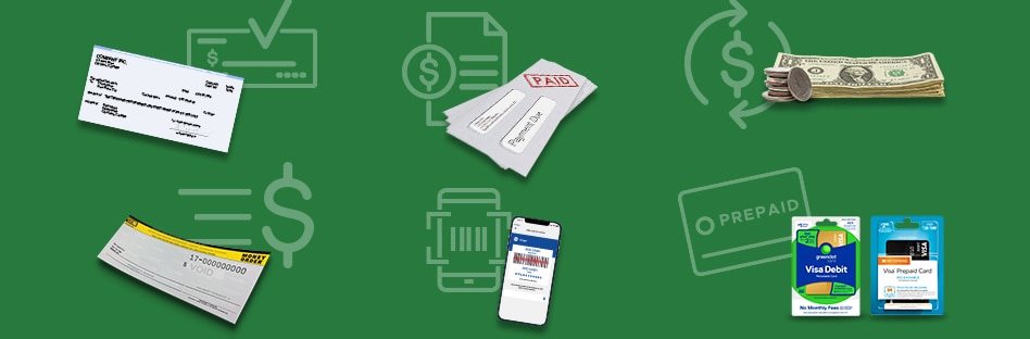 Consolidated representation of all the money services available at Pick ‘n Save including check cashing, bill pay, money transfers, money orders, account funding, and prepaid cards.